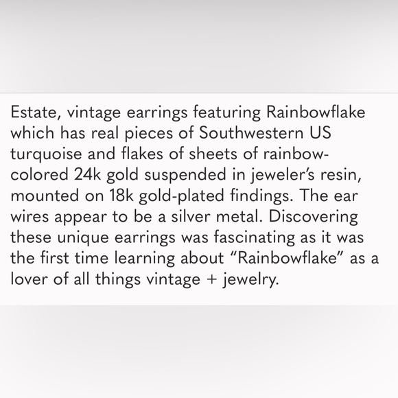 ✨ VTG, Rainbowflake Earrings Pierced Dangles Turquoise Gold Flakes - Picture 15 of 15